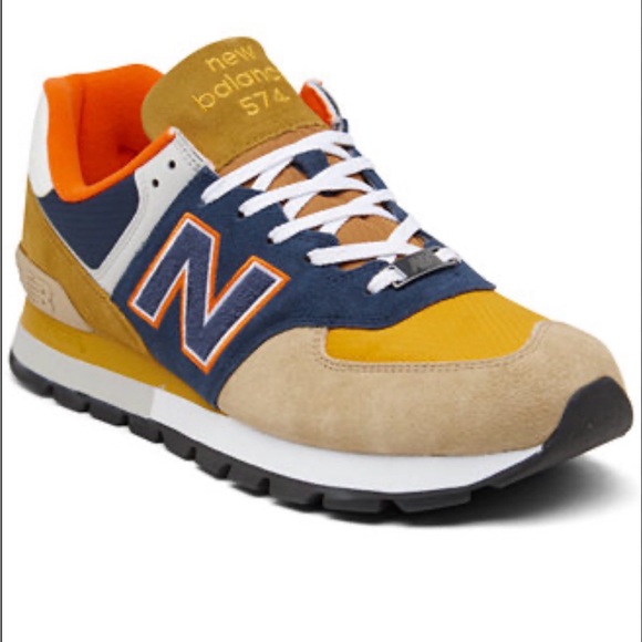 New Balance Men's Navy Mustard & Tan 574 Sneakers size 10